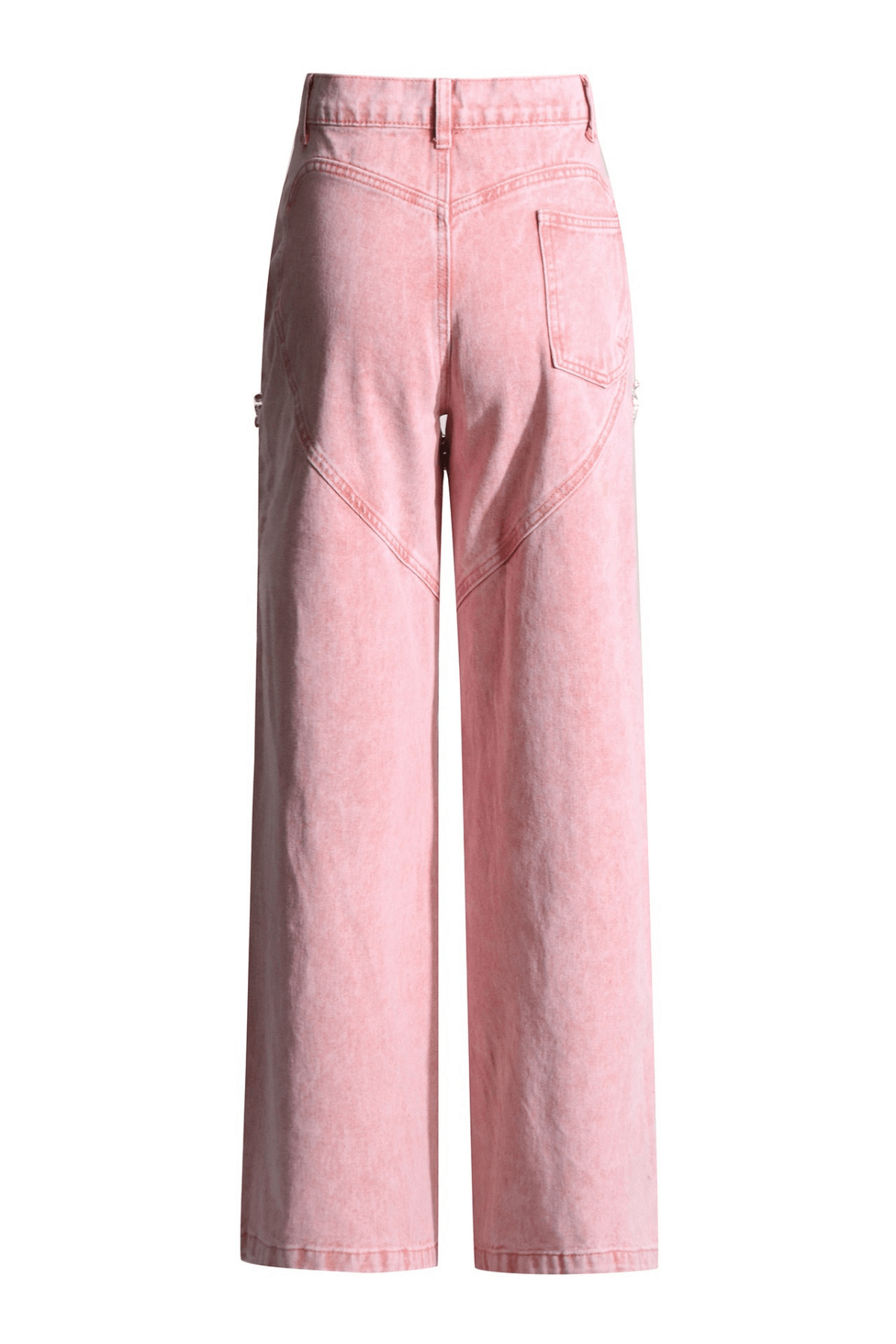 Hedy Pink Acid Wash Cutout Wide Leg Pants Avalabel