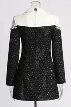 Jeanie Black Sequin Pearl Trim Mini Dress Avalabel
