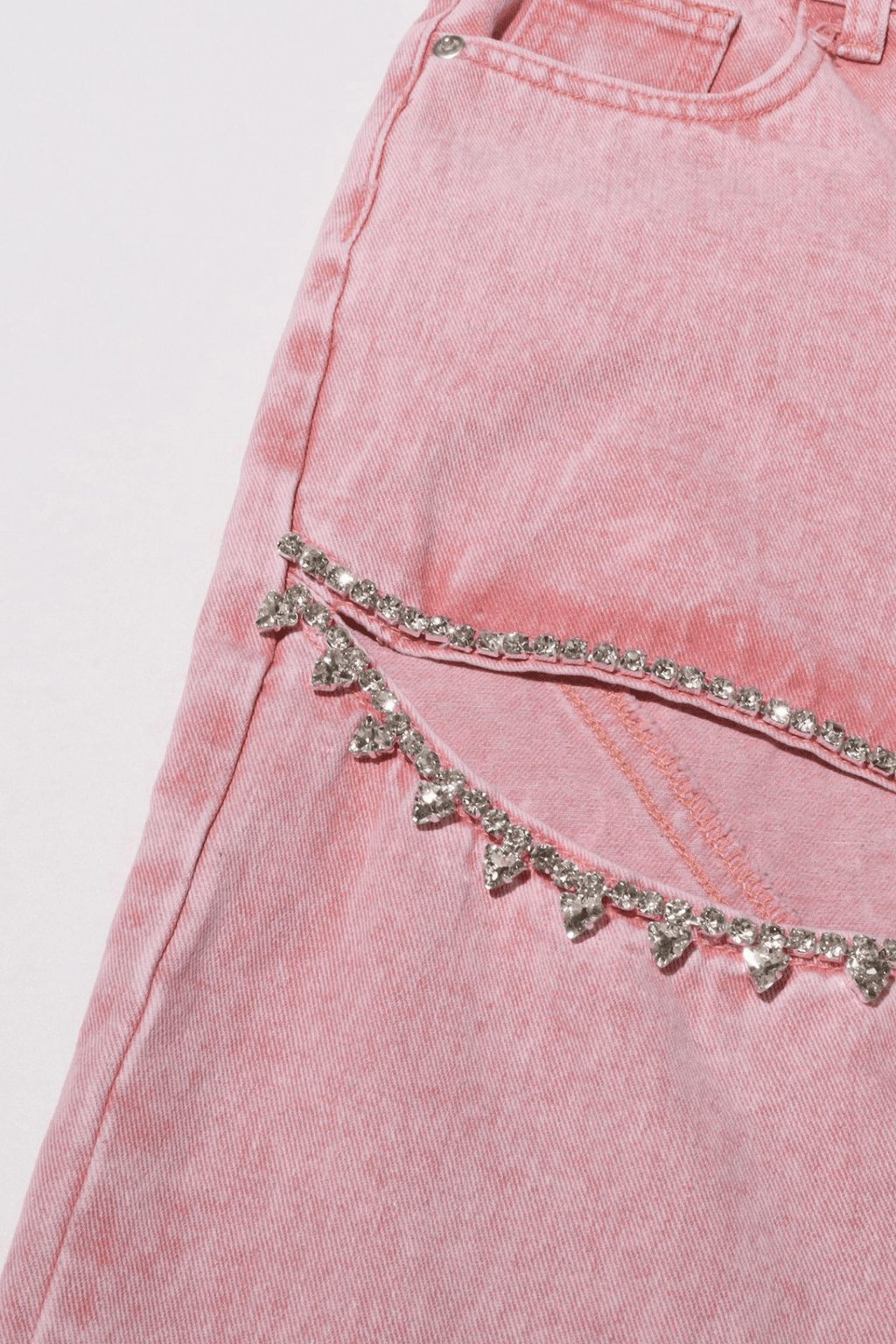 Hedy Pink Acid Wash Cutout Wide Leg Pants Avalabel
