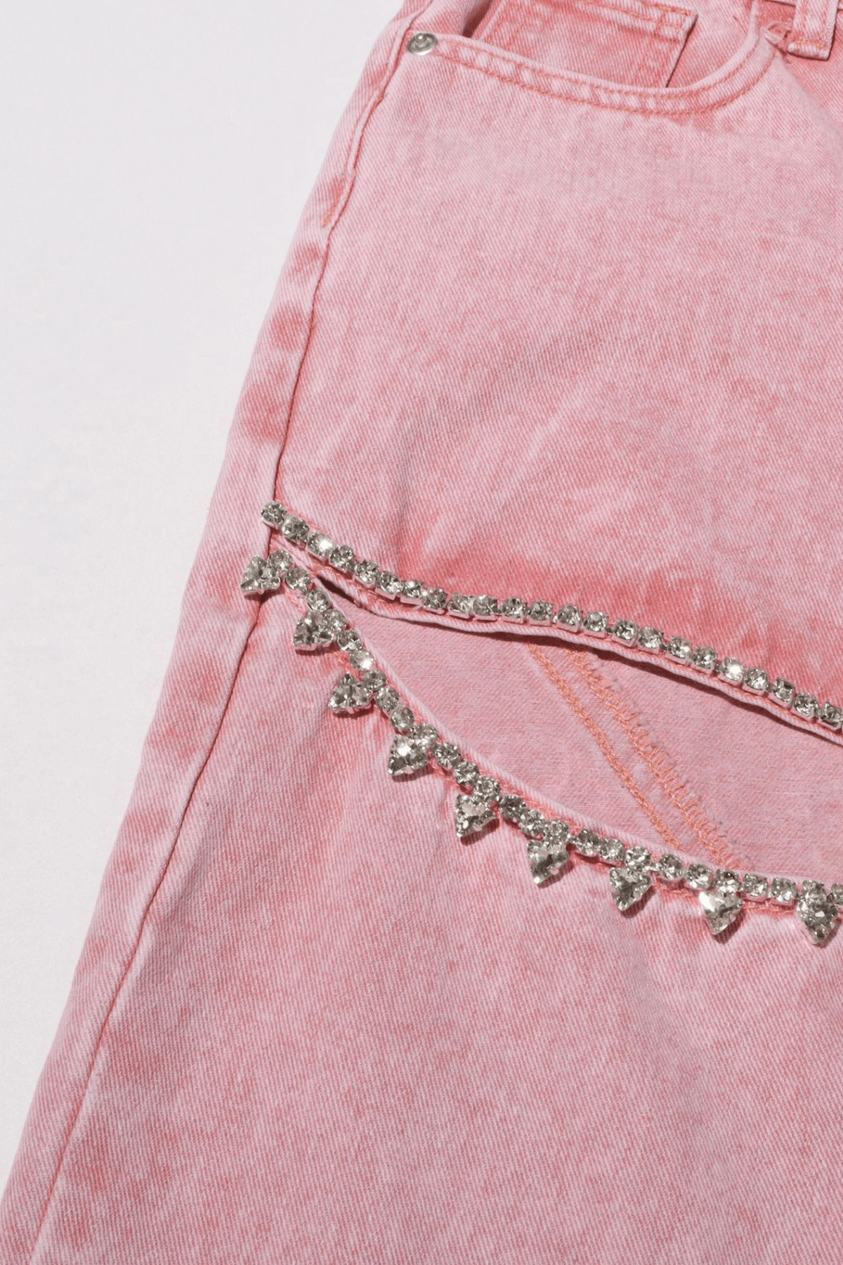 Hedy Pink Acid Wash Cutout Wide Leg Pants Avalabel