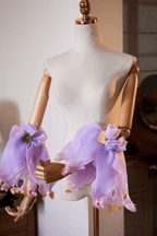 Lavender Organza Floral Detachable Sleeves Avalabel
