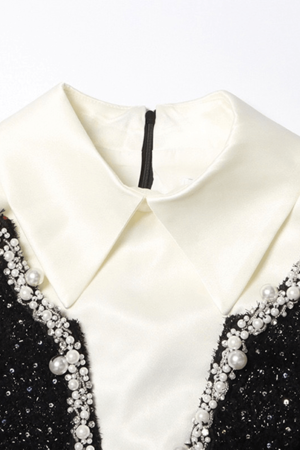 Jeanie Black Sequin Pearl Trim Mini Dress Avalabel