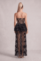 Bonnie Black Strapless 3D Floral Lace Dress Avalabel