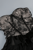 Bonnie Black Strapless 3D Floral Lace Dress Avalabel
