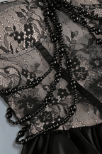 Bonnie Black Strapless 3D Floral Lace Dress Avalabel