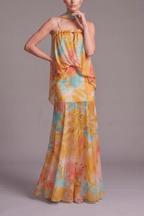 Bess Tie Dye Chiffon Braided Strap Halter Dress Avalabel