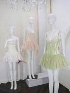 Dorothy Lace Crochet Mini Dress in Green Avalabel