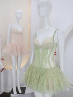 Dorothy Lace Crochet Mini Dress in Green Avalabel