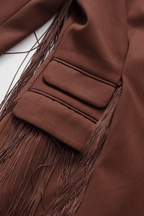 Lesha Brown Fringe Detailed Tailored Blazer Avalabel