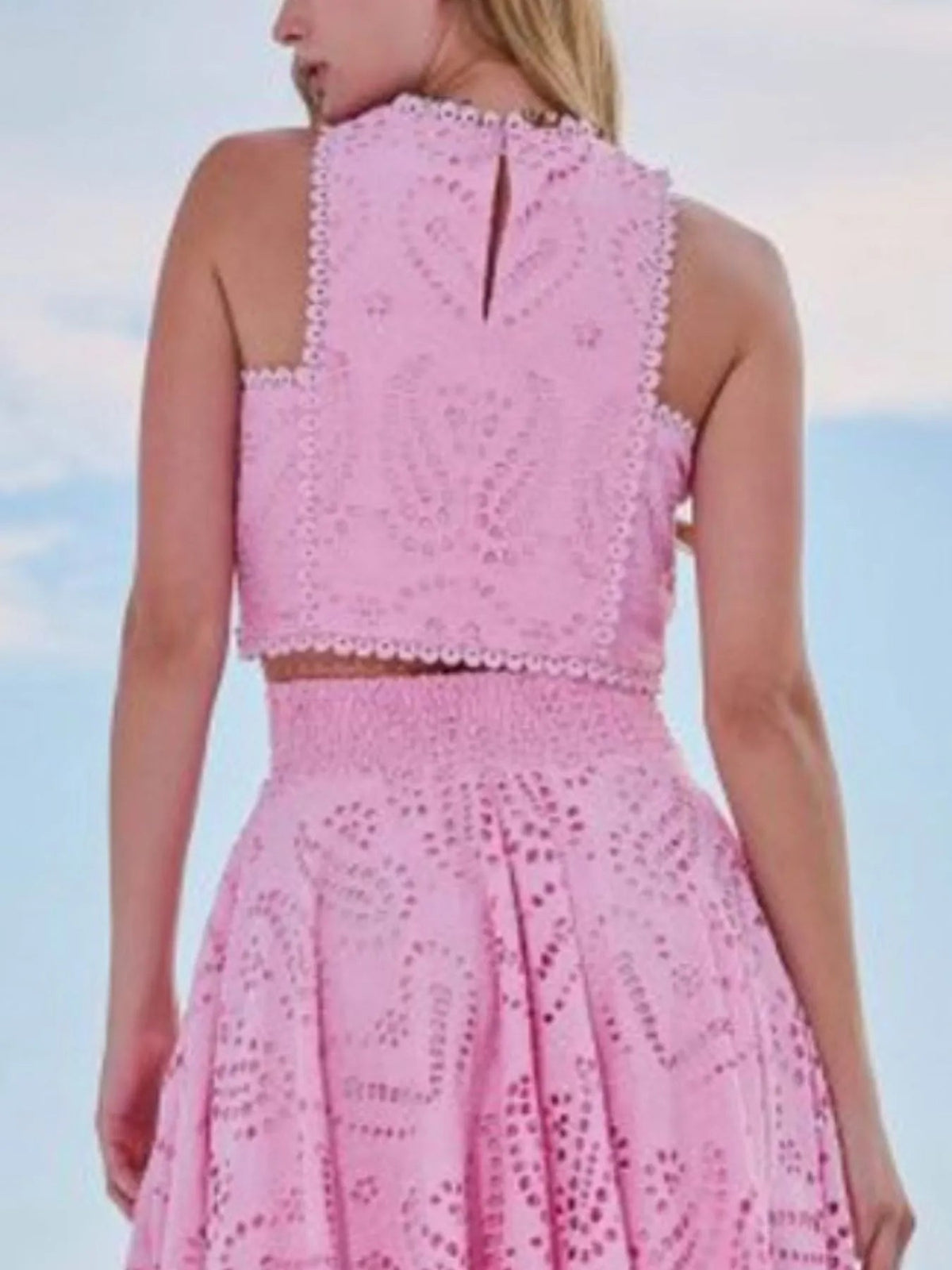 Eyelet Lace Top and Maxi Skirt Set Avalabel