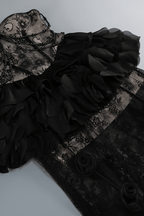 Bonnie Black Strapless 3D Floral Lace Dress Avalabel