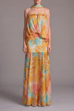 Bess Tie Dye Chiffon Braided Strap Halter Dress Avalabel