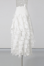 Irena White Floral Lace High Low Midi Skirt Avalabel