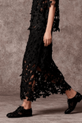 Julia Black 3D Floral Lace Midi Skirt Avalabel
