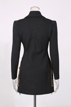 Elsa Black Gold Beaded Blazer Mini Dress Avalabel