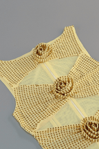 Justina Yellow Rhinestone Cutout Mini Dress Avalabel