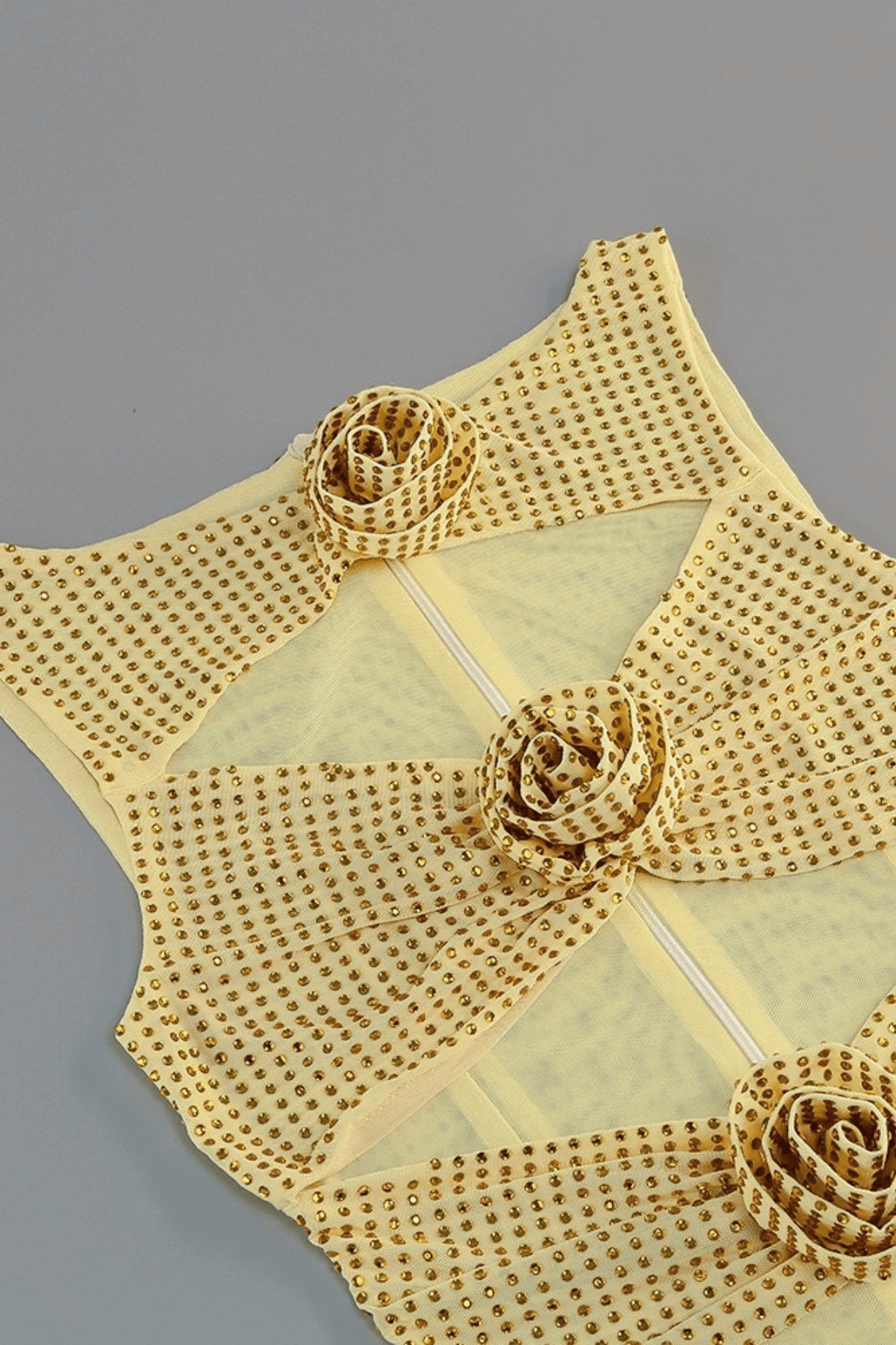 Justina Yellow Rhinestone Cutout Mini Dress Avalabel