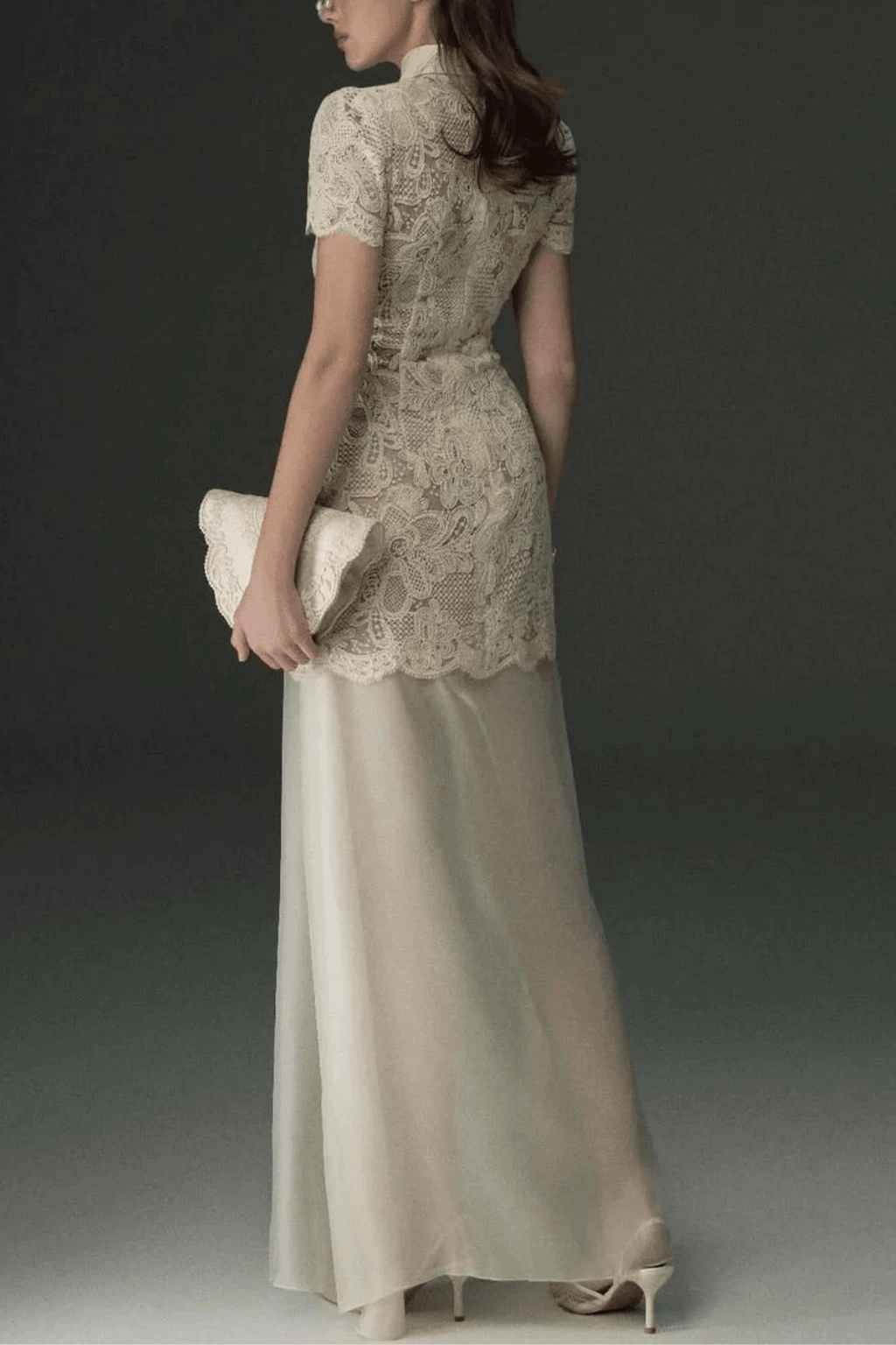 Elegant White Lace Blouse Two Piece Maxi Dress Avalabel