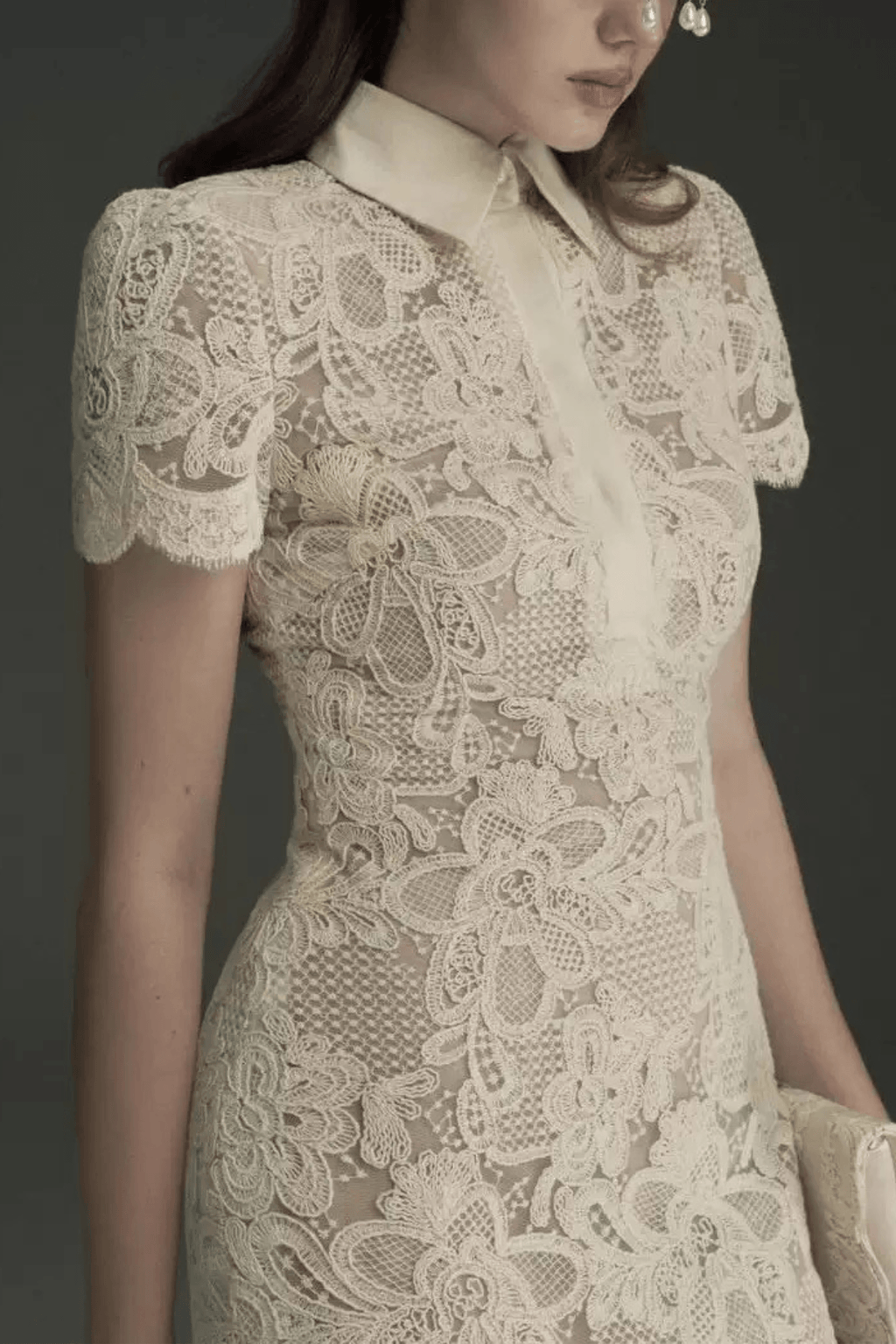 Elegant White Lace Blouse Two Piece Maxi Dress Avalabel