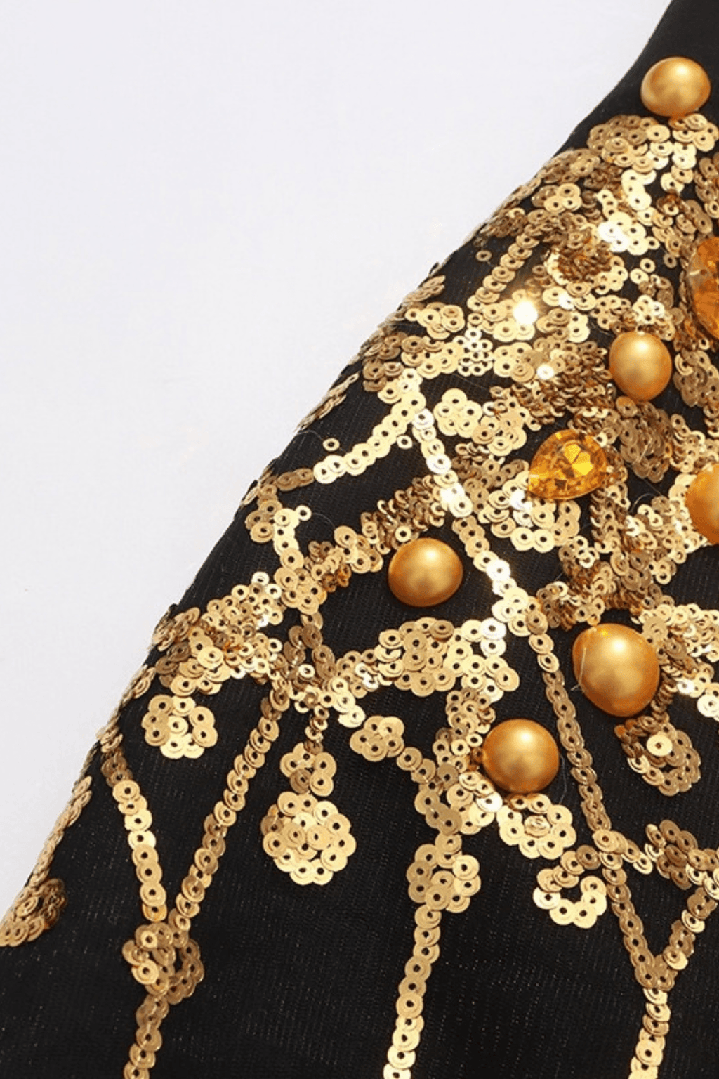 Elsa Black Gold Beaded Blazer Mini Dress Avalabel