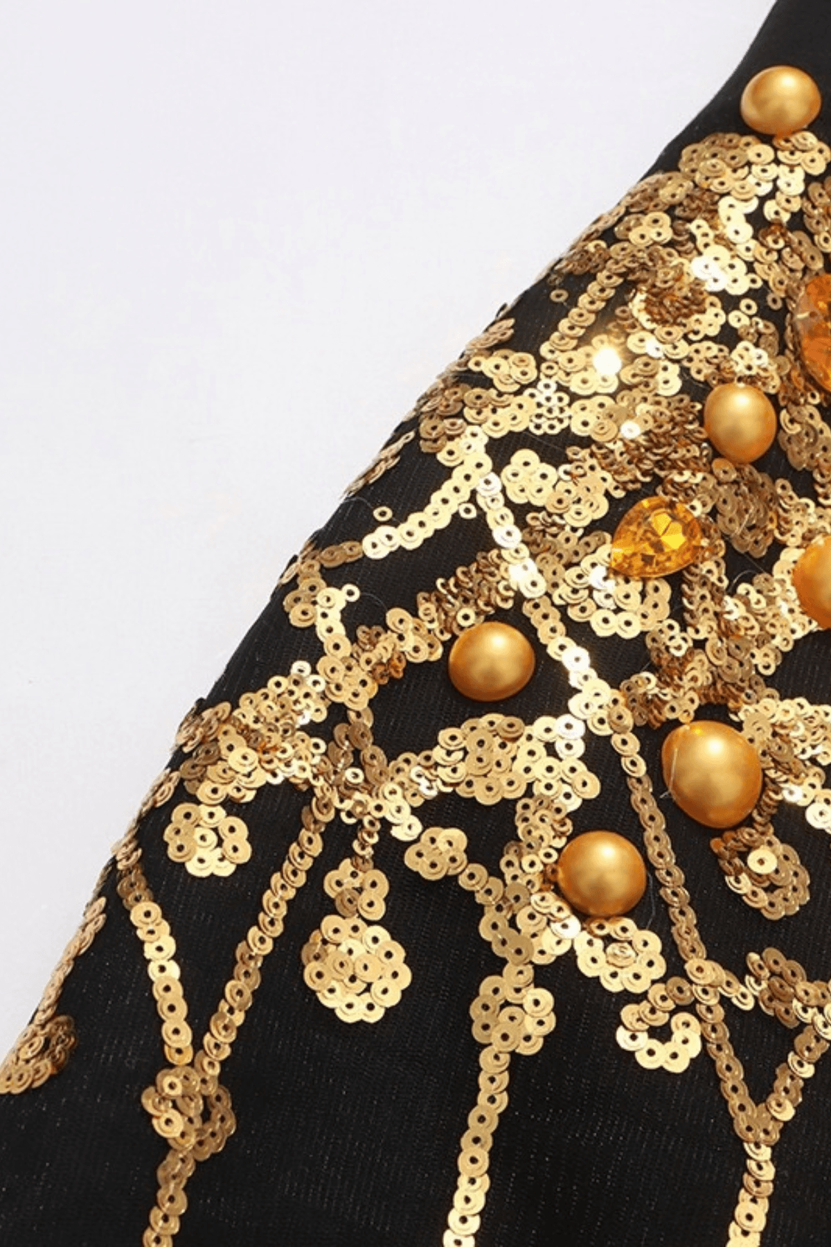 Elsa Black Gold Beaded Blazer Mini Dress Avalabel