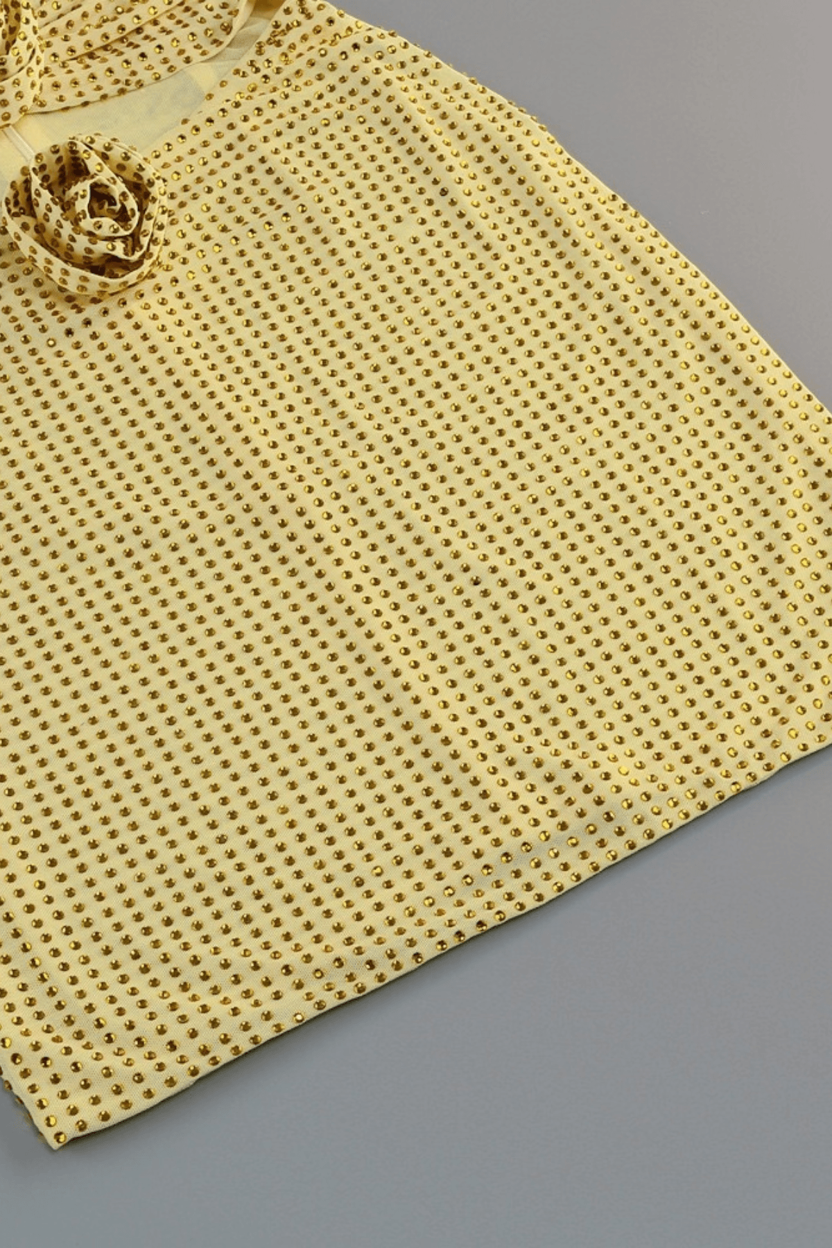 Justina Yellow Rhinestone Cutout Mini Dress Avalabel