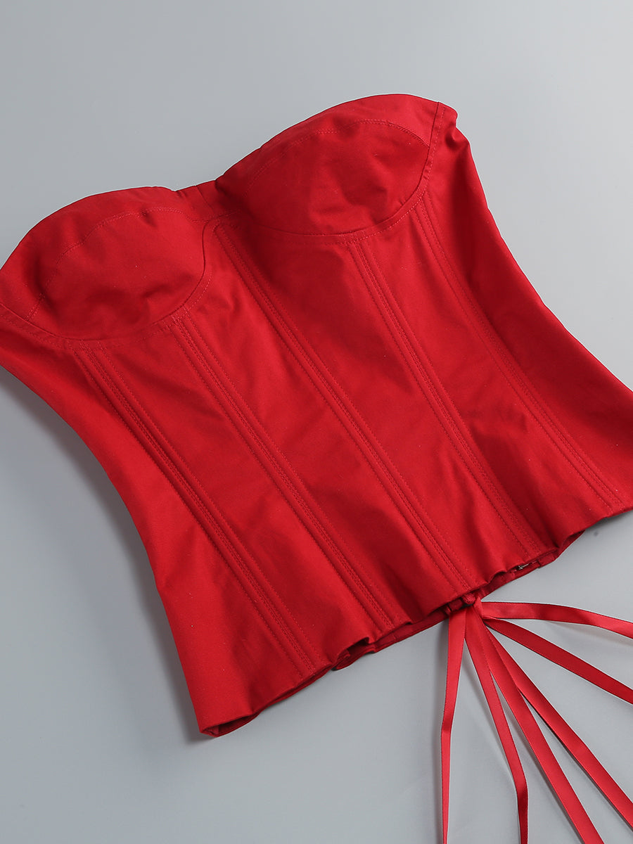 Clegg Red Corset Flower Two-Piece Set - Red Avalabel