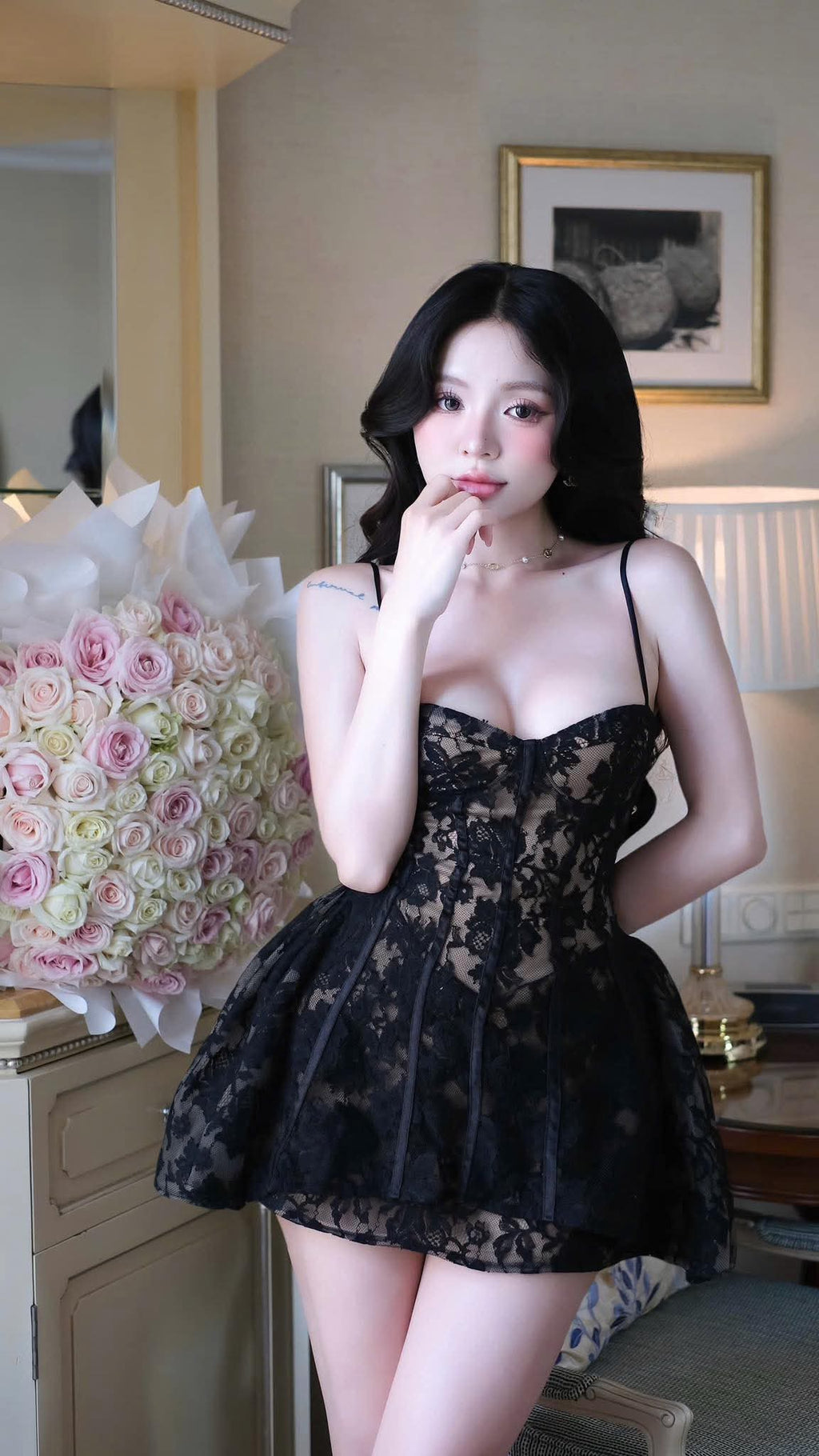 Alessia Lace Mini Dress Avalabel