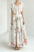 Lexi Ruffle Crop Top and Floral Skirt Two Piece Set Avalabel