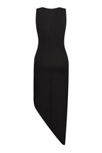Crystal Rose Detailed High-Slit Black Dress Avalabel