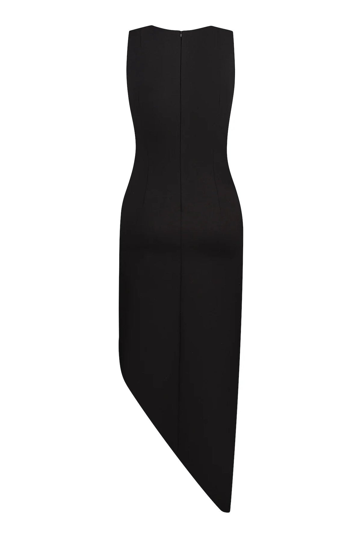 Crystal Rose Detailed High-Slit Black Dress Avalabel