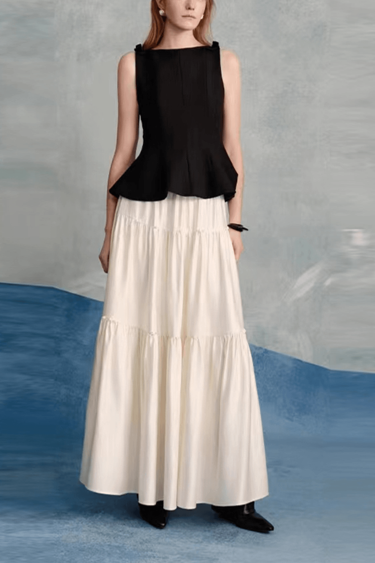Audrey Elegant Two Piece Maxi Set Layered Skirt Avalabel