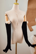 3D Flower Decorated Velvet Long Gloves Avalabel