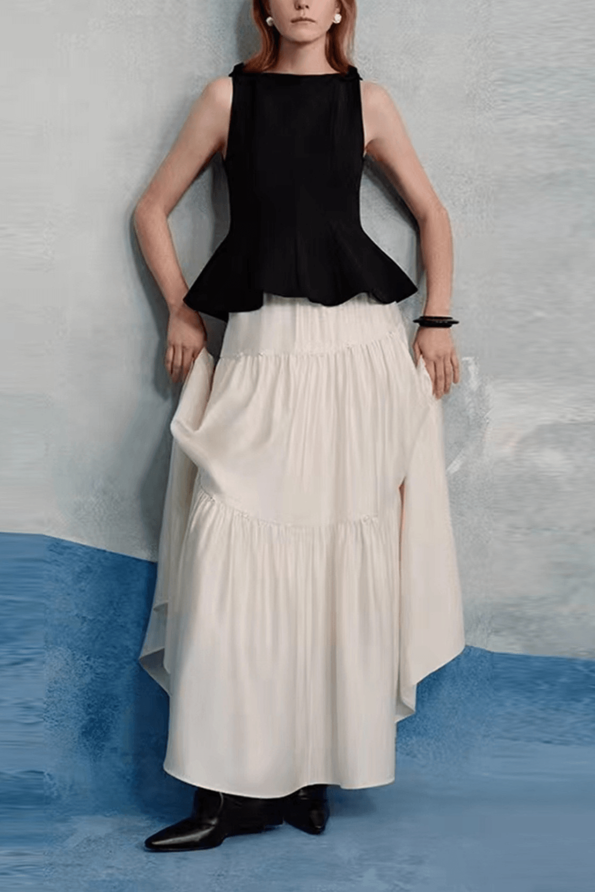 Audrey Elegant Two Piece Maxi Set Layered Skirt Avalabel