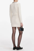 alisa Diamond-embellished tweed cardigan skirt set in white Avalabel