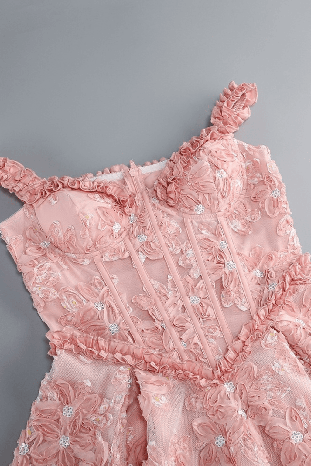 Mary Pink Off Shoulder 3D Floral Mini Dress Avalabel