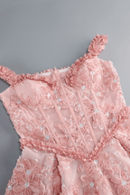 Mary Pink Off Shoulder 3D Floral Mini Dress Avalabel
