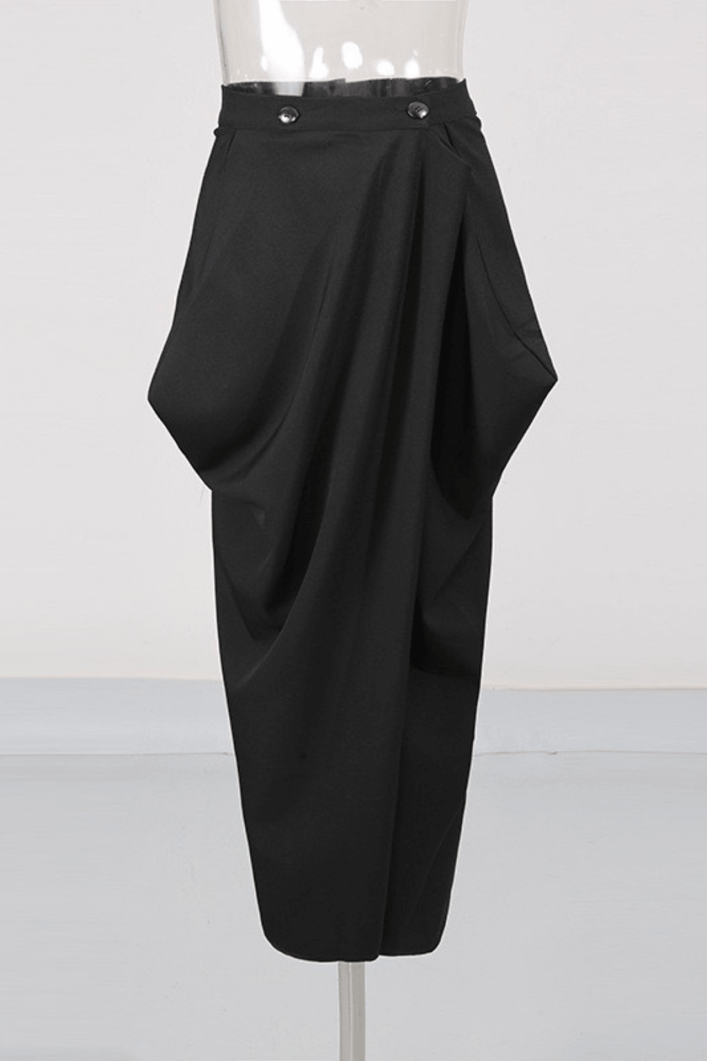 Joan High Waist Button Detail Draped Wrap Midi Skirt Avalabel