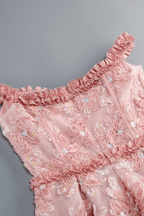 Mary Pink Off Shoulder 3D Floral Mini Dress Avalabel