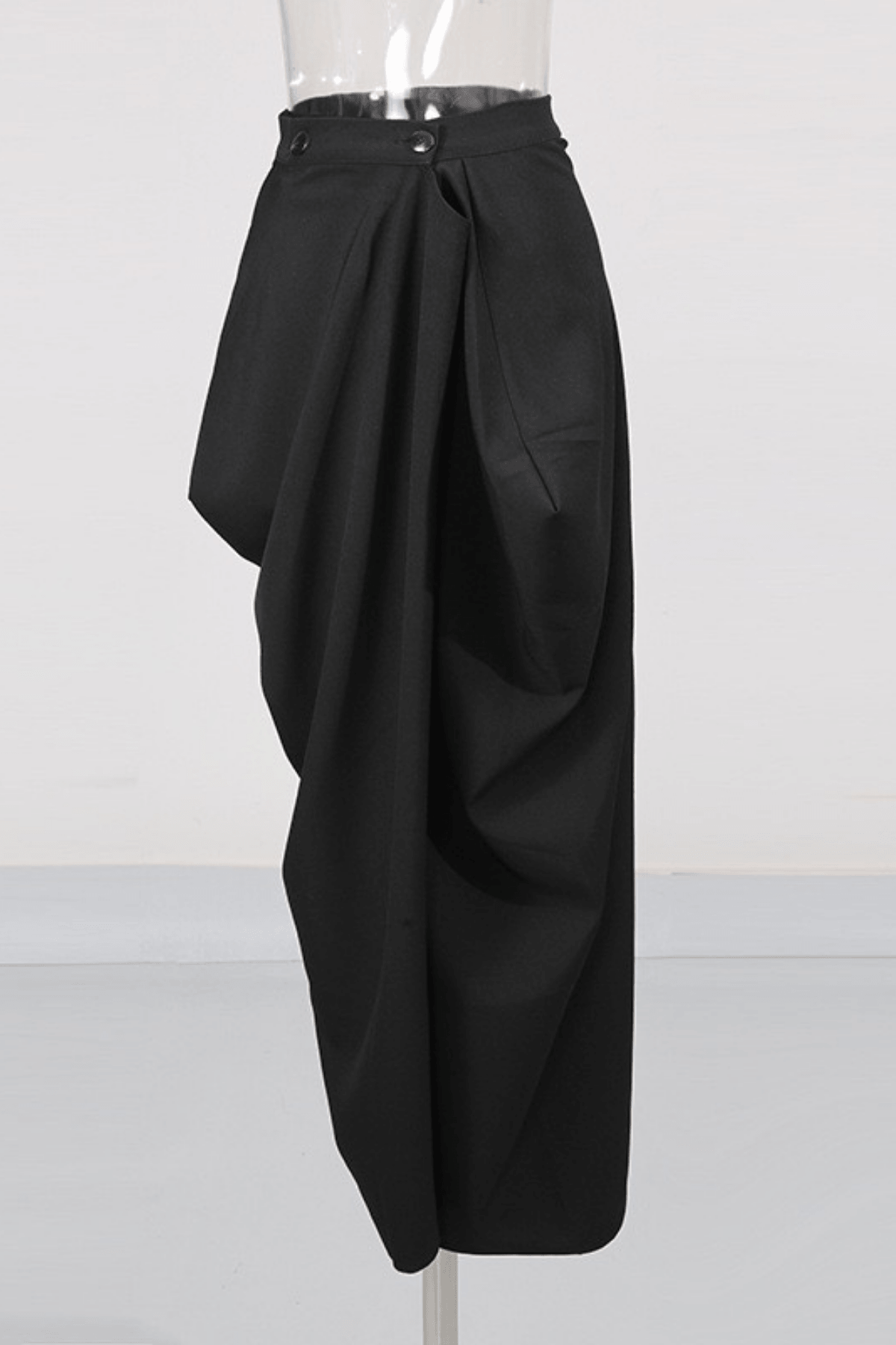 Joan High Waist Button Detail Draped Wrap Midi Skirt Avalabel