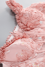 Mary Pink Off Shoulder 3D Floral Mini Dress Avalabel