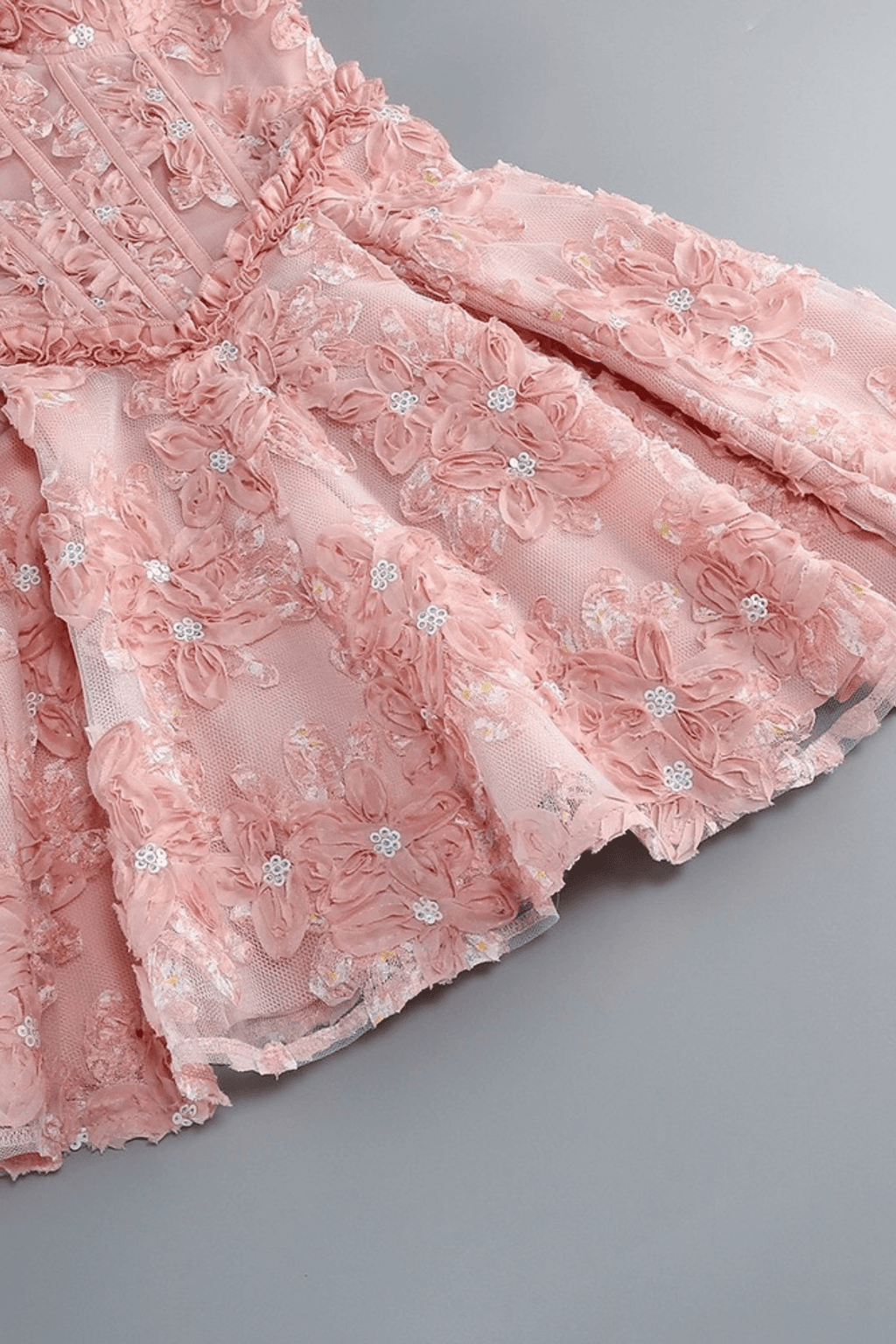 Mary Pink Off Shoulder 3D Floral Mini Dress Avalabel