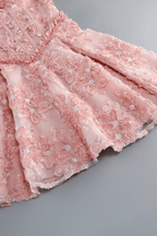 Mary Pink Off Shoulder 3D Floral Mini Dress Avalabel