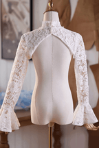 High Neck White Lace Detachable Sleeves Avalabel