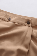 Joan High Waist Button Detail Draped Wrap Midi Skirt Avalabel
