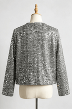 Helen Silver Sequin Cropped Jacket Avalabel