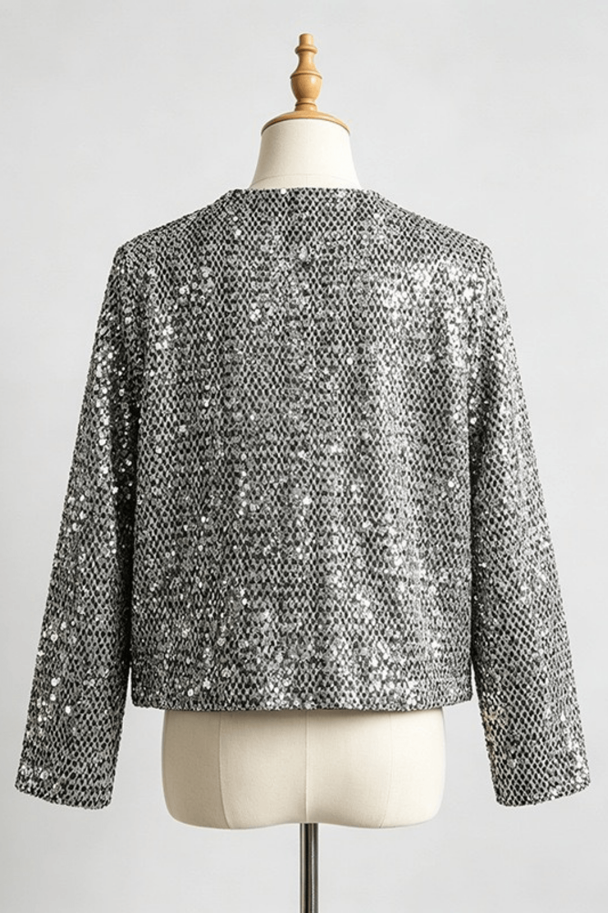 Helen Silver Sequin Cropped Jacket Avalabel