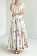 Lexi Ruffle Crop Top and Floral Skirt Two Piece Set Avalabel