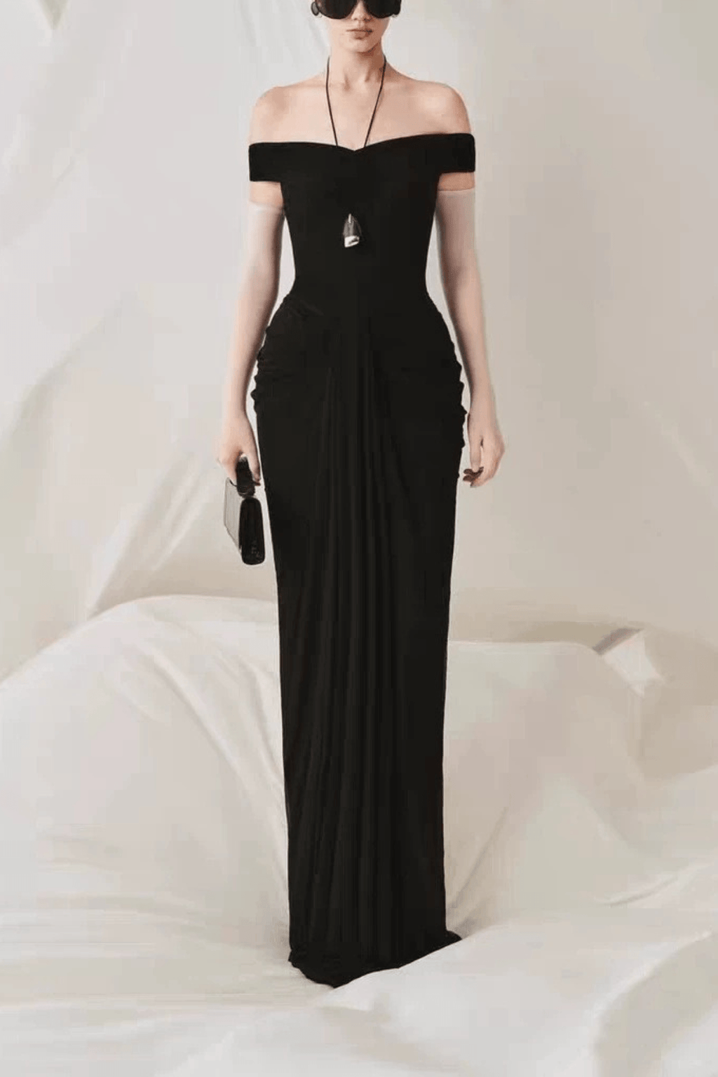 Ciara Elegant Ruched Off Shoulder Maxi Dress Avalabel