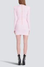 vicky v-neck button-detail ribbed mini dress in pink Avalabel